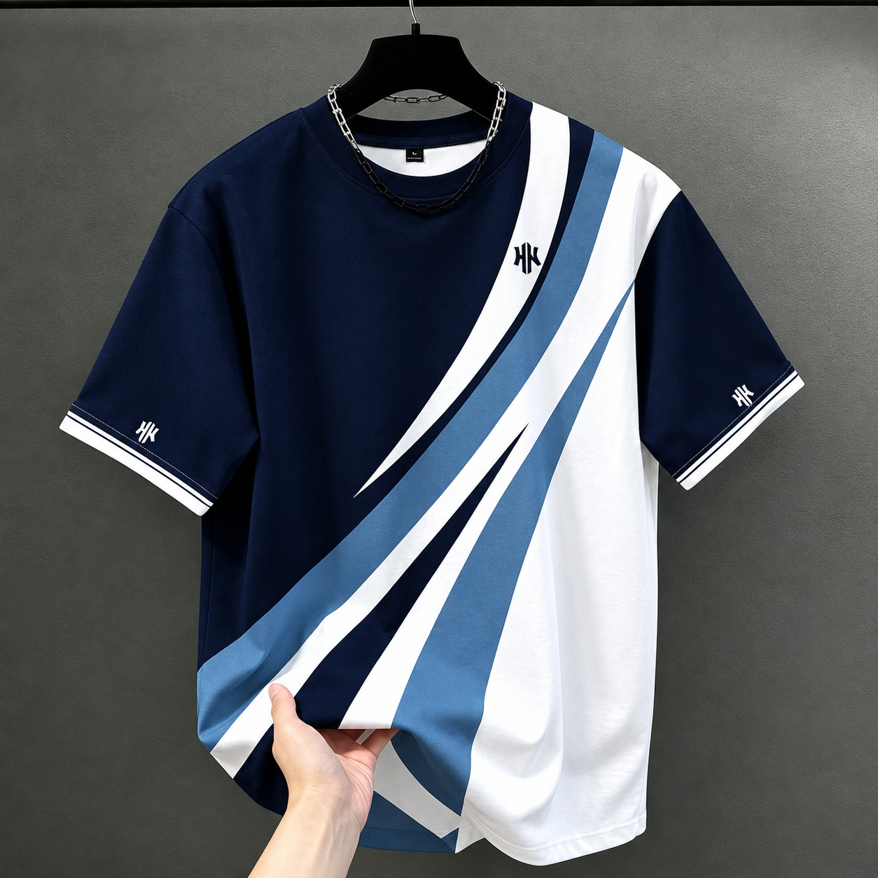 Men’s Premium Color Block T-Shirt – Diagonal Stripe Design, Short Sleeve Casual Summer Tee